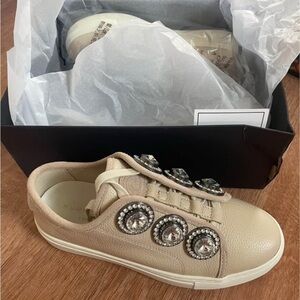 Kurt Geiger Beige Embellished Women's Sneakers
